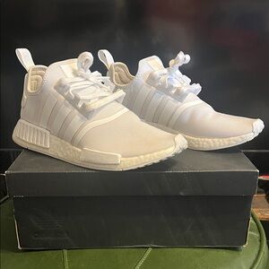 ADIDAS NMD_R1 TRIPLE WHITE SNEAKERS SIZE 9.5